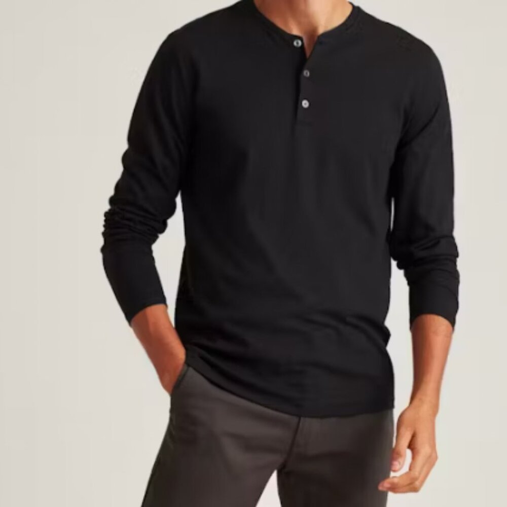Bonobos Men's Pima Performance Long Sleeve Henley - Black - Size Medium